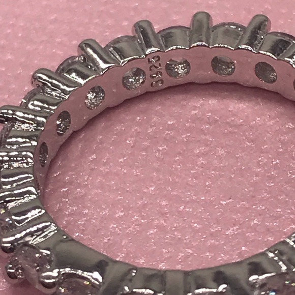 14k gold over 925 diamond eternity wedding band - Picture 13 of 16